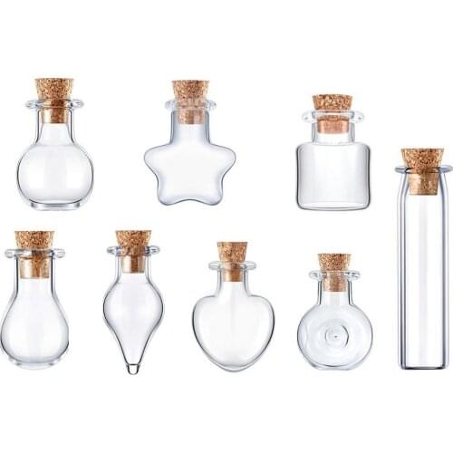 50PC Mini Wishing Bottles Storage Bottle With Cork/Rope/funnel/screws Home Decoration Bead Container Clear Glass Craft Bottle