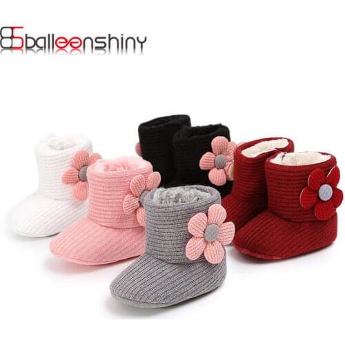 Balleenshiny Cute Autumn Winter Infant Shoes Baby Girl Boy Bow Knot Baby Boots Casual Sneakers Non-slip Soft Soled Walking Shoes