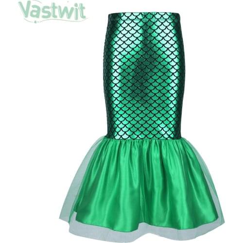 Kids Girls Glossy Mermaid Tail Skirts Mermail Party Toddler Halloween Cosplay Costume Skirt Fancy Mermaid Birthday Party Outfit