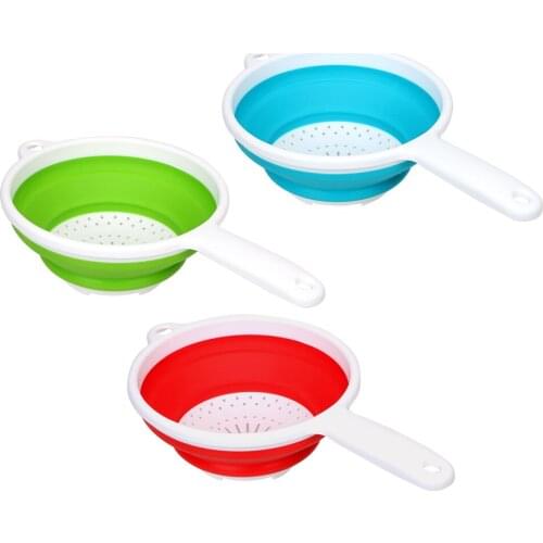 Fruit Vegetable Washing Basket Strainer 1pc Foldable Colander Collapsible Drainer With Long Handle Kitchen Tool Gadgets