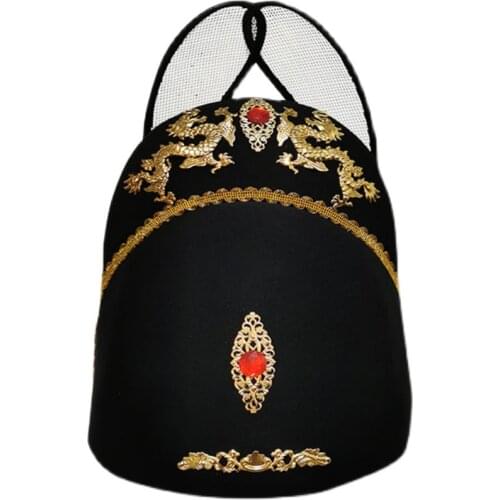 Emperors crown Black Ming Dynasty Traditional head dress opera cosplay performance stage wear Chinese ancient Official hat