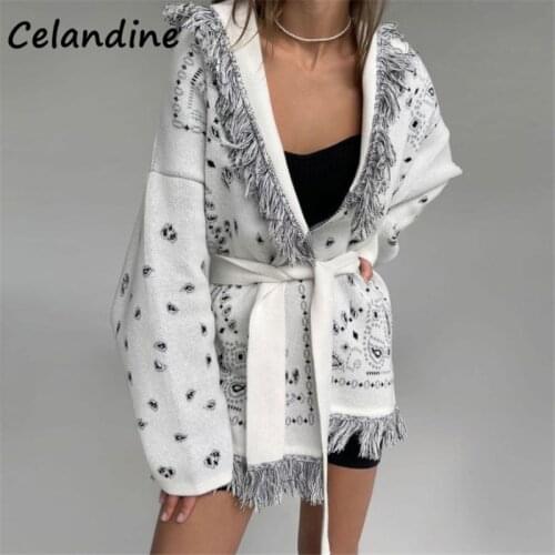 Celandine Casual Vintage Fashion Women Loose Cardigans With Sashes Long Knitted Winter Y2K Oversized Long Sleeve Sweater Tops