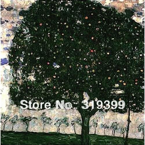 Oil Painting reproduction on Linen Canvas,Apple Tree II by gustav klimt , Free fast ship,100% Handmade,Museam Quality