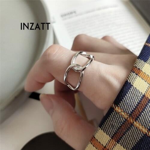 INZATT Real 925 Sterling Silver Chain Hollow Ring For Fashion Women Party punk Fine Jewelry Minimalist Accessories 2019 Gift
