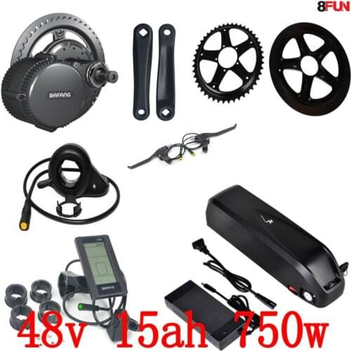 48V 750W BBS02B bafang mid drive electric motor kit + 48V 15AH 750W battery 48V 14.5AH use panasonic electric bike battery