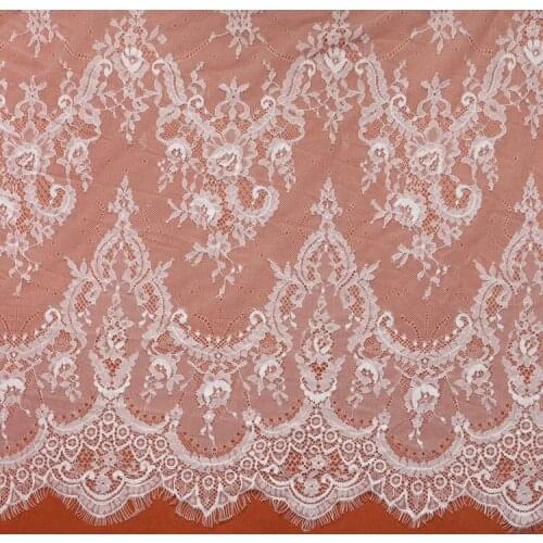 3Meters French Eyelash Lace Fabric 150cm White Diy Exquisite Soft Lace Embroidery Clothes Wedding Dress Fabric Accessories
