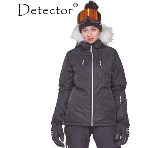 Detector Womens Winter Ski Snowboard Jacket Outdoor Ski Clothing Women Waterproof Windproof Fur Coat Warm Clothes