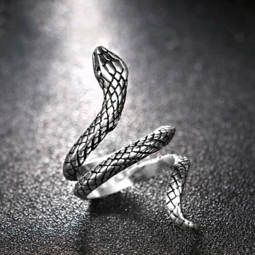 Retro Snake Ring Punk Exaggerated Spirit Snake Fashion Opening Adjustable Rings Men Women
