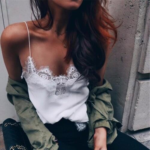 New Fashion Camisoles Women White Black Lace Camis Sexy Spaghetti Strap Lace Bralette Camis Tops Solid Regata Feminina