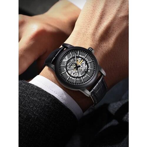 New Genuine Black Samurai Watch Mens Automatic Mechanical Watch Top Ten Hollow Tourbillon Fashion Mens Watch