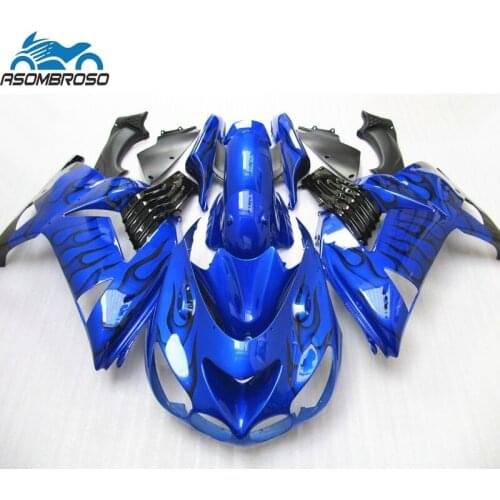 Blue Flames Black Injection Boldyworks for Kawasaki Ninja ZX14R fairing kit 2006-2008 fairing set zx14r 06 07 08 GJ57