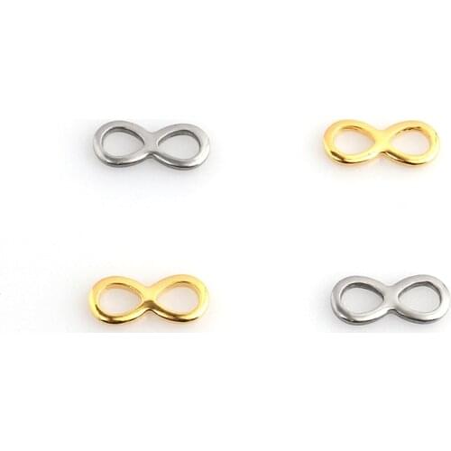 20PCS 10*5mm Stainless Steel Charms Infinite Symbol Connector Two Color Pendant For DIY Jewelry Making Crafts Accessories HXD