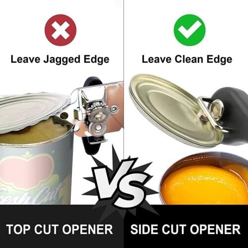 MLGB One-Click Manual Can Opener Safety Smooth Edge Stainless Steel Rust Proof for Kitchen Camping Easy to Use