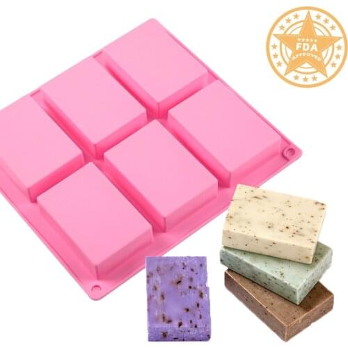 6 Cavity Silicone Mold for Making Soaps 3D Plain Soap Mold Rectangle DIY Handmade Soap Form Tray Mould