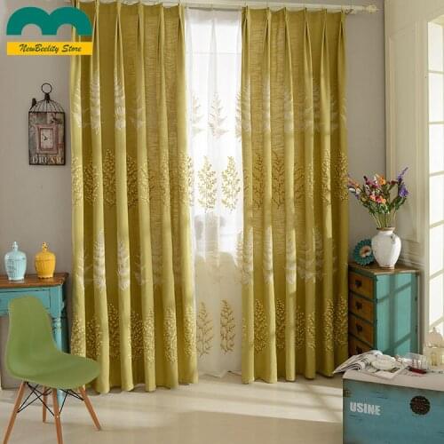 Nordic Curtain Modern Cotton and Linen Embroidery Shading Finished Product Customization Curtains for Living Dining Room Bedroom