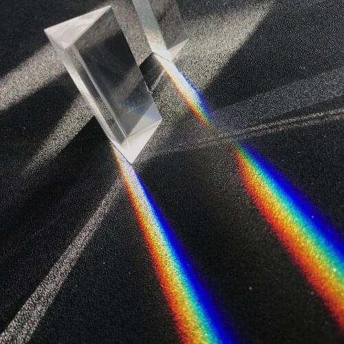 25X25X80MM Triangular Prism Childrens Gift Physics Teaching Refraction Spectrum Prism BK7 Rainbow Optical Glass Prism