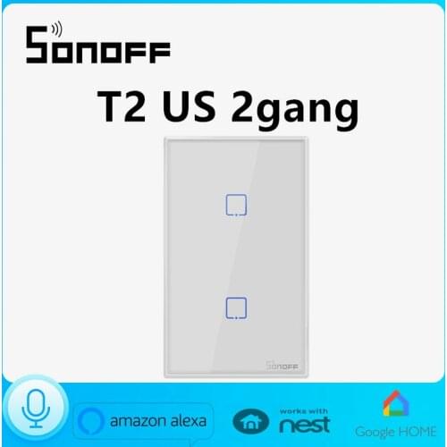 Sonoff T2US2C Gang Smart WiFi Wall Light Switch RF/APP/Touch Remote ON/OFF Timer US Scene Panel Home Automation Voice Control
