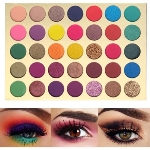 35 Bright Colorful Matte Eyeshadow Palette Shimmery Silky Powder Long Lasting Pigments Pressed Glitter Eye Shadow Pallete Makeup