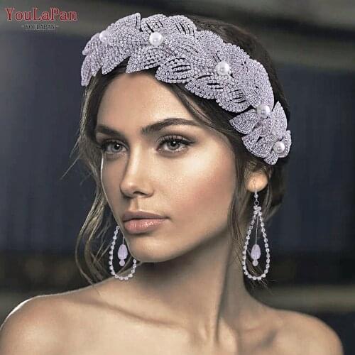 YouLaPan HP366 Wedding Set Crowns Earrings Wedding Headbands Crystal Hairband Antique Bridal Hair Accessorie Women Headwear