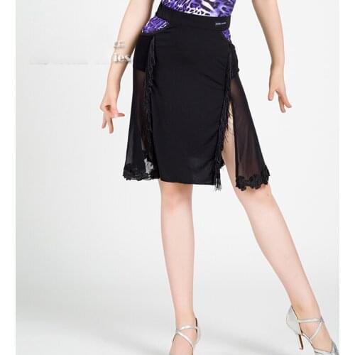 2019 New Latin Dance Skirt Professional Women Performance Dancing Dresses Best Quality Mesh Fringe Skirt Practice Wear DL5063