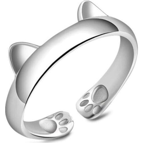 New Simple Cute Cat Paw Glasses Heart Heart Rate Wave Fish Opening Rings For Women Party Gifts Jewellery Accessories SAR184