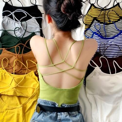 2020 Crop Top Women Sexy Cut Hollow Out Bra Bustier Bralette Strappy Cross Cropped Blusas Bandage Halter Black Tops Camis White