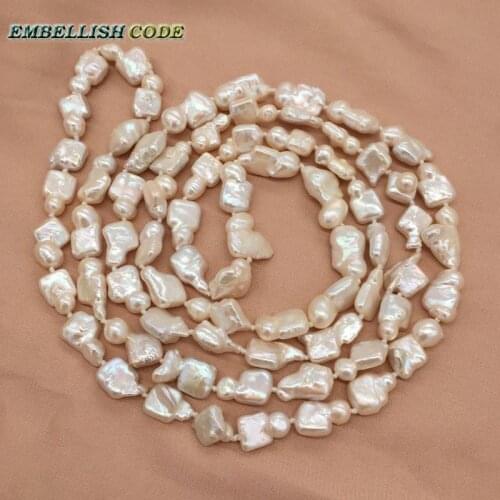 New kind long necklace 120cm 160cm pearls white Rope knotted twisted 2 rows small baroque irregular freshwater gift for women