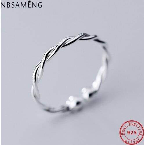 Rings For Women 925 Sterling Silve Opening Adjustable Simple Korean Wedding Engagement Ring Girl Gift Jewellery