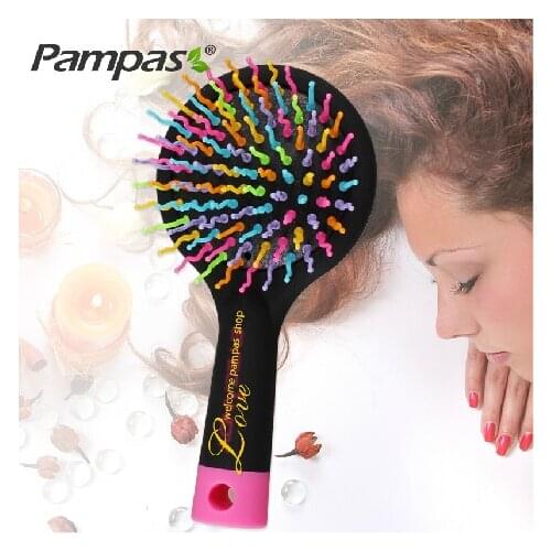 1pc rainbow tangle brush for brazilian indian keratin hair extension wig styling tools pinceis magic comb Free shipping