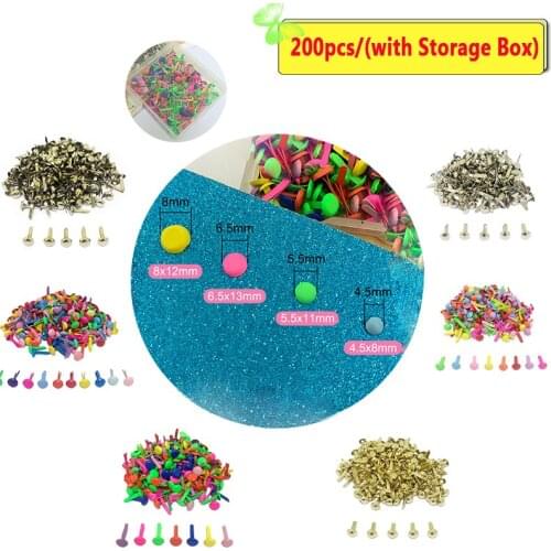200pcs Mix Round Metal Brads DIY Scrapbooking Crafts Accessories For Home Decor Embellishment Fastener Brad New