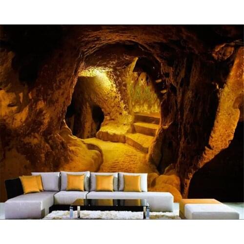 Beibehang wallpaper 3d on the wall Wall stickers custom cave stone cave large wall newspaper home decoration background wall