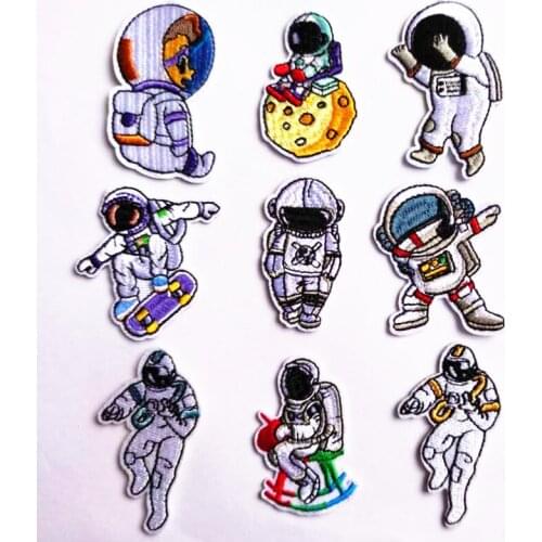 50pcs/lot Embroidery Patch Alien Astronaut Flying Saucer Clothing Decoration Sewing Accessories Diy Iron Heat Transfer Applique