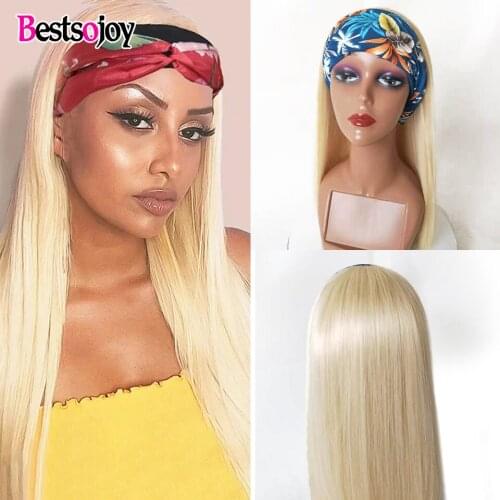 613 Straight Wig Headband Human Hair Wigs Full Machine Made Wig For Women Cheap Brazilian Human Hair Wigs With Elastic Band Remy