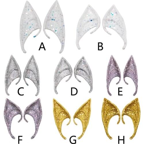 Shiny Glitter Sequins Pointed Elf Ears Tips Anime Fairy Pixie Cosplay Costume Accessories Christmas Halloween Party Prop