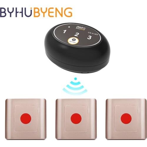 BYHUBYENG Wireless Office 3 Call 1 Pager Calling System Hospital Waterproof Emergency Table Transmitter Receptiebel for Hookahs