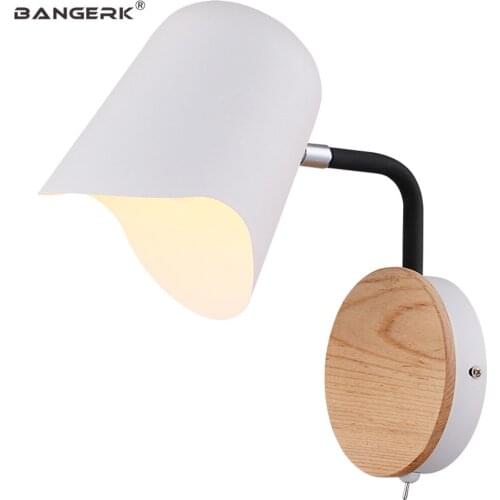 Loft Decor Sconce Wall Lights Modern LED Wall Lamp Wood Iron Black White Bedside Wall Lamps Home Lighting Indoor Luminaire