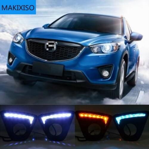 2PCS 12V led car drl daytime running lights with fog lamp hole for Mazda cx-5 cx5 cx 5 2012 2013 2014 2015 2016