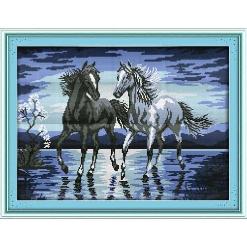 Everlasting Love The Horses Travel Together Chinese Cross Stitch Kits Ecological Cotton Stamped 11C DIY New Decorations For Home