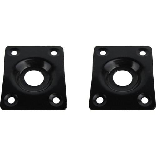 FLEOR 2pcs Rectangle Output Jack Plate Black Guitar Jack Plate Guitar Parts