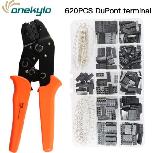 SN-28B Terminal Crimping Tools Set DuPont Crimper 23-17AWG 620pcs 2.54mm Male Female Pin Header Connector Wire Housing Kit