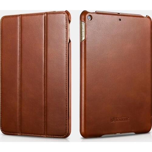 Icarer for Apple iPad Mini 5 (7.9 inch ) Vintage Series Genuine Leather Folio Case Retro Cowhide Leather Flip Protective Cover