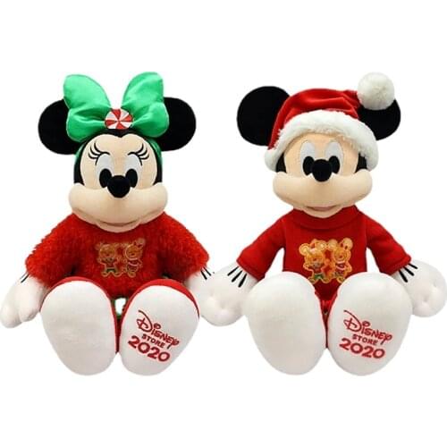 Kawaii Anime Figure Disney Mickey Minnie Donald Duck Christmas Series Toy Plush Doll Christmas Boy Girl