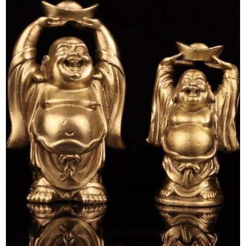 China brass maitreya Buddha small crafts statue