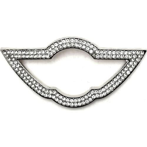 KJAUTOMAX For Mini Cooper R50 R53 R55 R56 R60 R61 F55 F56 Steering Wheel Decoration Metal Steering wheel Crystal Sticker Silver