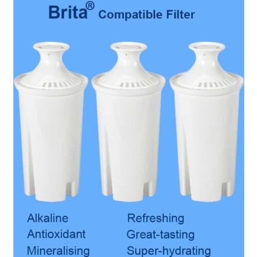 Drop-in Brita Classic Compatible Filter Cartridge - Mineral Hydrogen Alkaline Water Filter Replacement Home Use pH Alkalizer