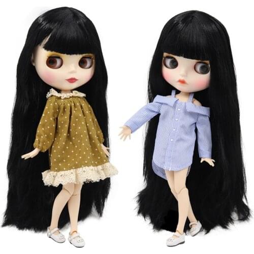 ICY DBS Blyth Doll white skin joint body New matte face or glossy face black straight hair DIY sd gift toy