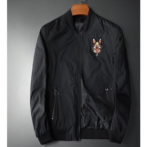 Rib luxury New Men Sleeve Embroidered Boston Terrier Striped couple Baseball Coats & Jackets Abstract digital coat Motor #N97