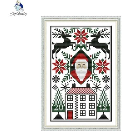Joy Sunday Santa Claus 2 Patterns DIY Handmade Counted 11ct 14ct Cross stitch kit and Precise Printed Embroidery set Needlework