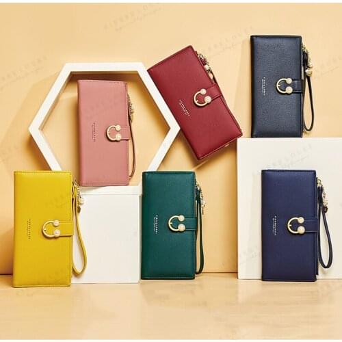 2021 New Women Clutch Wallet PU Leather Purse Female Tassel Design Zipper Pocket Hasp Ladies Wallet Female Purse