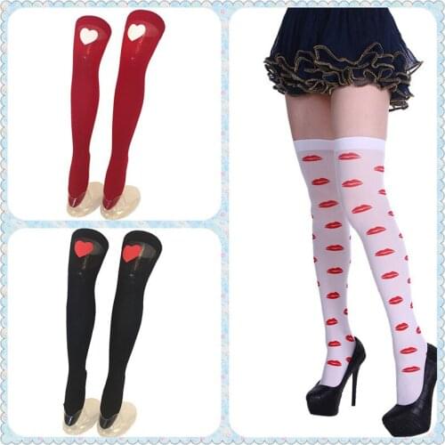 New Valentines Day Dating Love High Tube Stockings Print Party Dance Transparent Sexy Over-the-knee Thigh Socks Summer Thin Fun